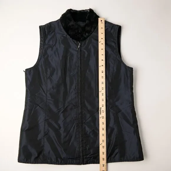 Vtg SV Sportswear Vest Women's L Iridescent Navy Zip 90s Outerwear Quiet Luxury - Picture 3 of 7